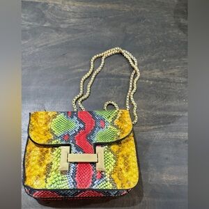 Colorful Snake Print Chain Bag